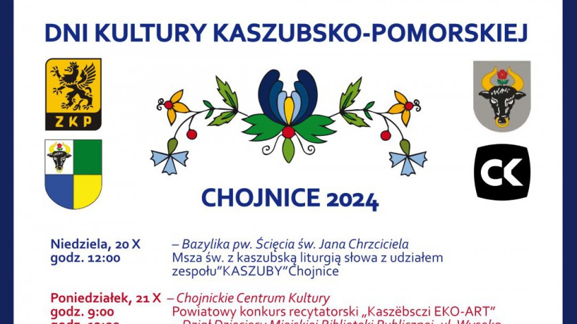 Konkurs recytatorski Kaszëbsczi EKO-ART i spotkanie autorskie Anną Gliszczyńską - to dzisiejsze 21.10. wydarzenia Dni Kultury Kaszubsko-Pomorskiej w Chojnicach