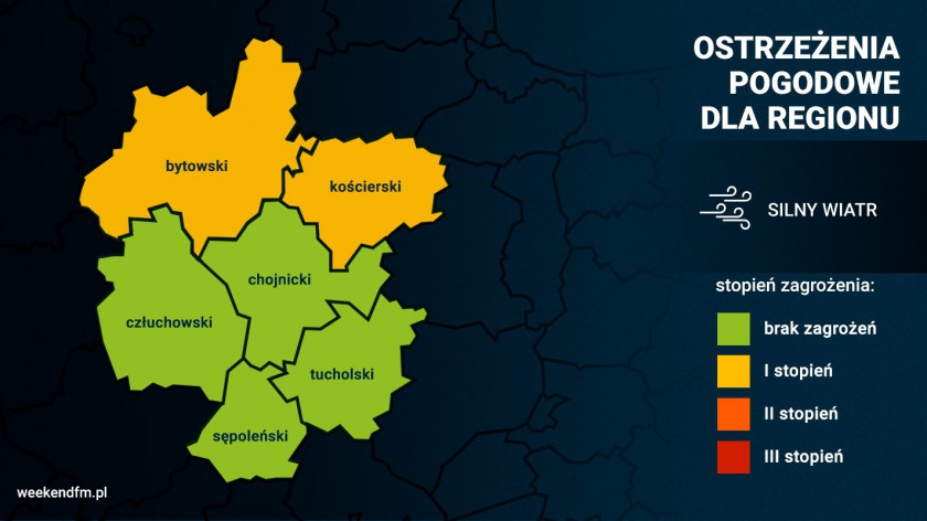 IMGW ostrzega przed silnym wiatrem m.in. w powiatach bytowskim i kościerskim