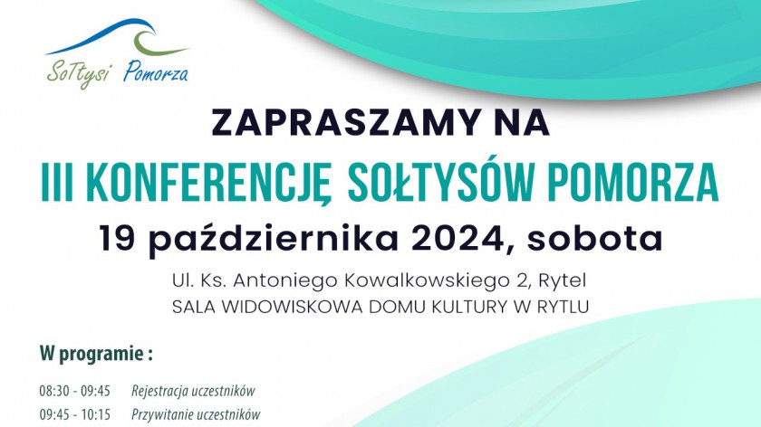 W sobotę 19.10 w Rytlu odbędzie się III Konferencja Sołtysów Pomorza. Jeszcze można zapisać się na spotkanie