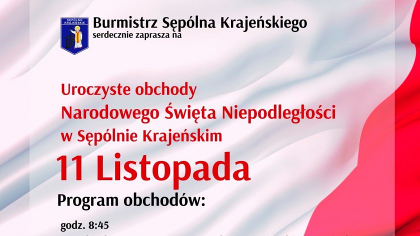 Centrum Kultury i Sztuki w Sępólnie zaprasza jutro 10.11 na obchody 106. rocznicy odzyskania niepodległości do Sępólna Krajeńskiego