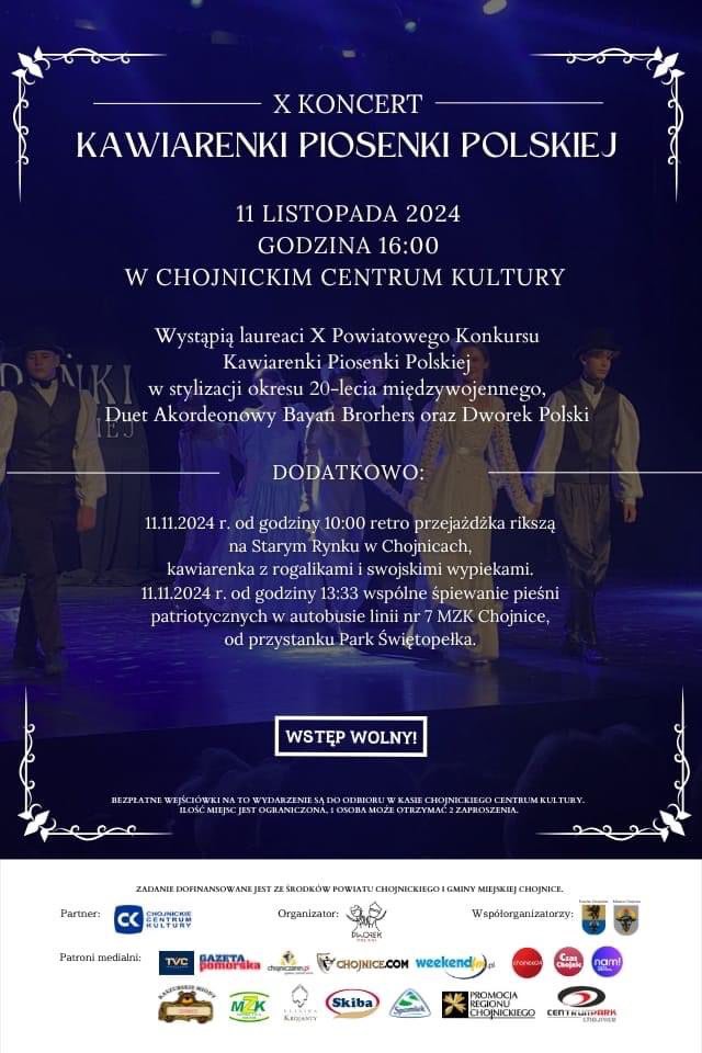 W poniedziałek (11.11.) w Chojnicach jubileuszowy X Koncert Kawiarenki Piosenki Polskiej (ROZMOWA)