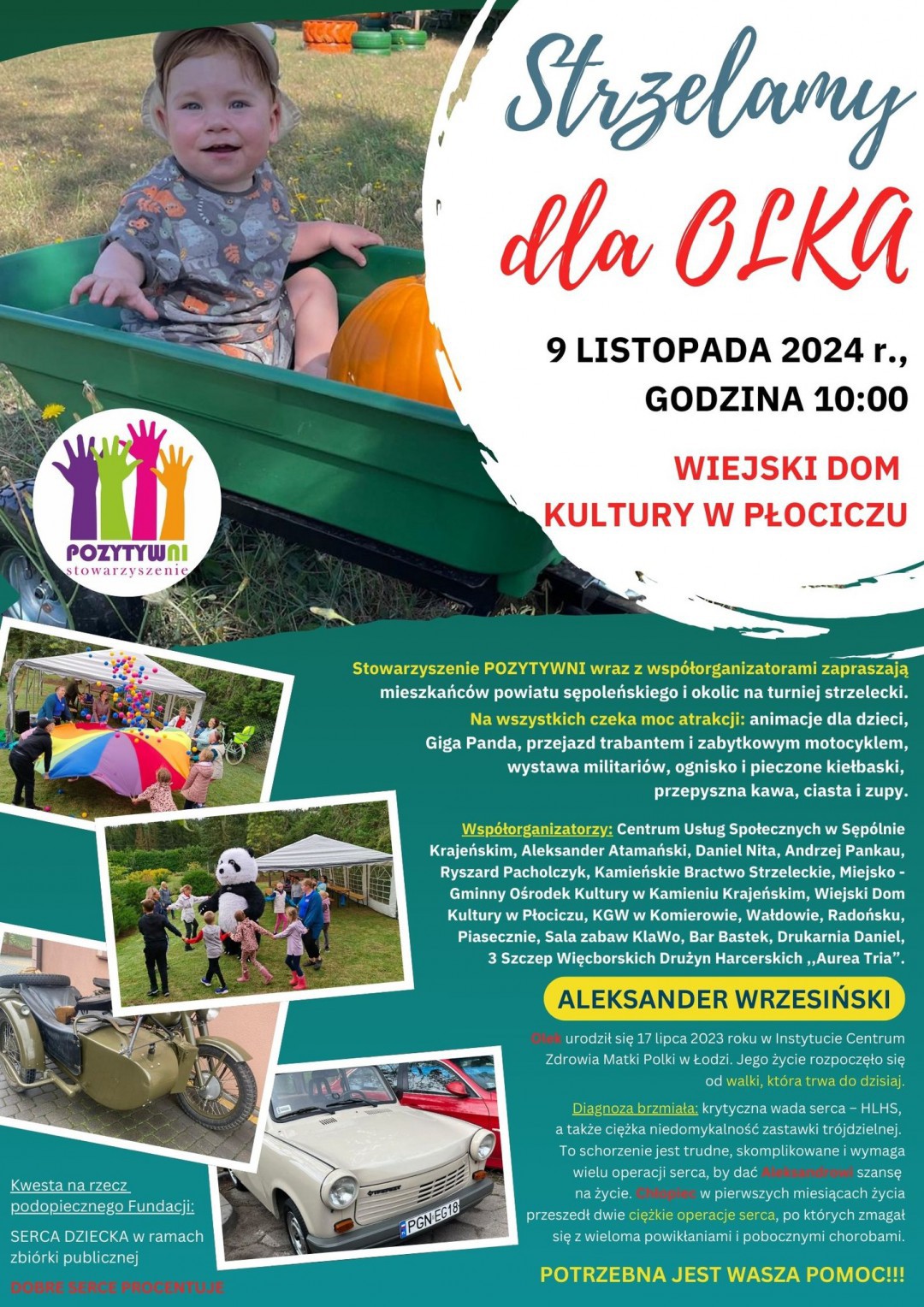 Stowarzyszenie "Pozytywni" z Sęp&oacute;lna Krajeńskiego zaprasza na charytatywny turniej strzelecki na rzecz małego Olka
