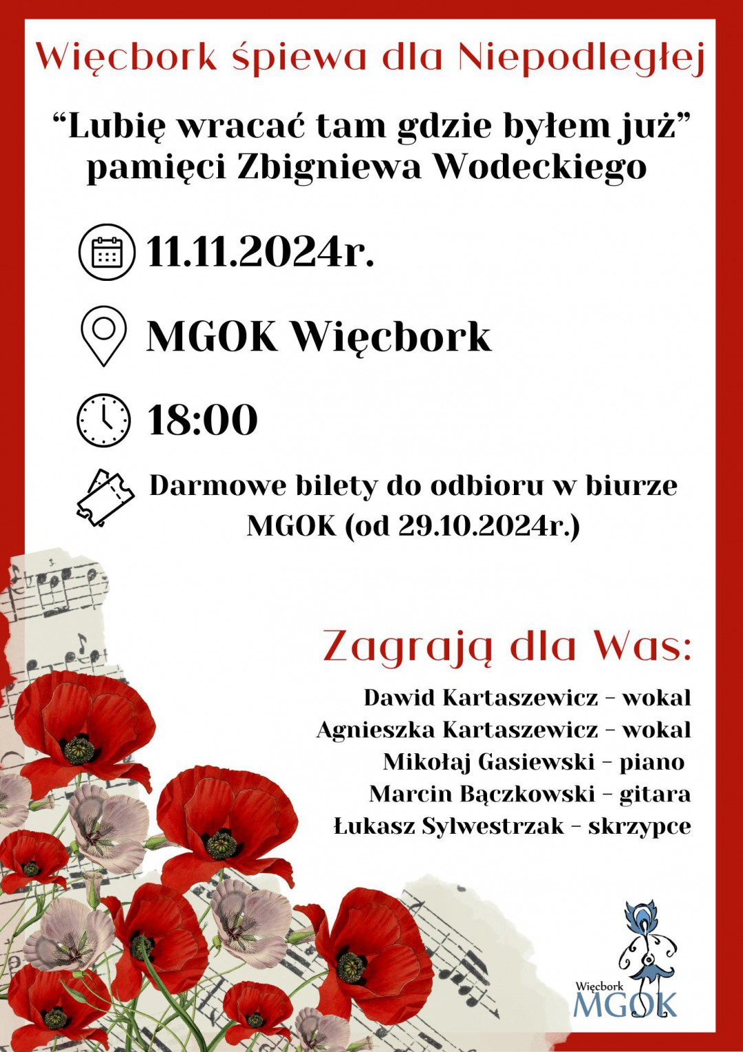Więcbork będzie świętował rocznicę odzyskania niepodległości w rytmie piosenek Zbigniewa Wodeckiego