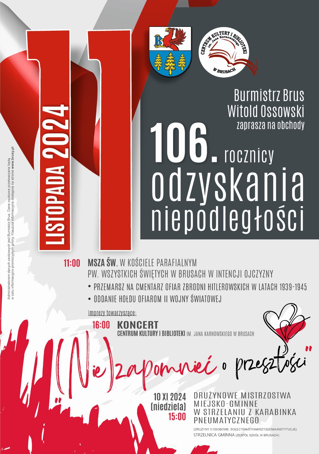 W powiecie chojnickim zaplanowano wiele wydarzeń z okazji 106. rocznicy odzyskania przez Polskę suwerenności