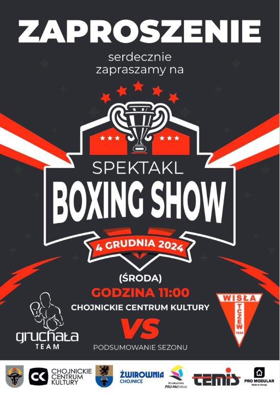 Na scenie Chojnickiego Centrum Kultury stanie bokserski ring. Boxing Team Chojnice organizuje "Spektakl Boxing Show"