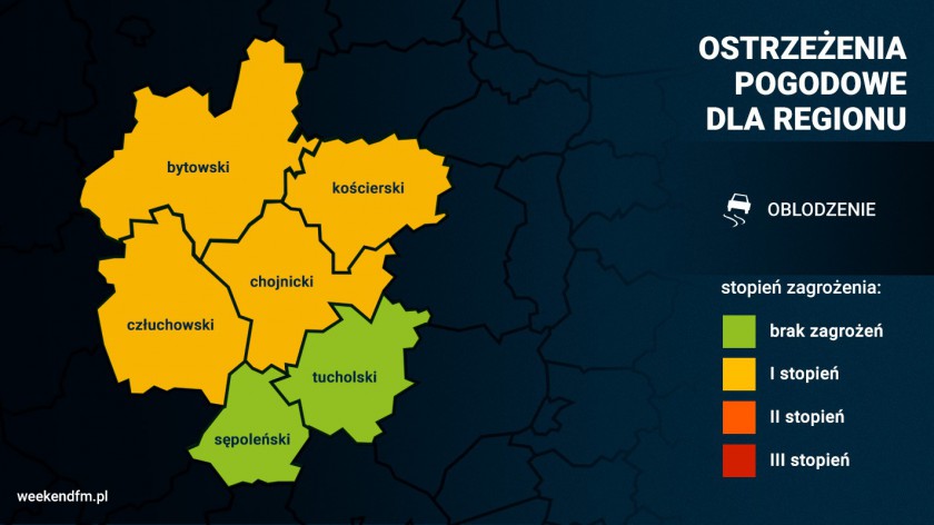 IMGW ostrzega przed oblodzeniem nawierzchni jezdni i chodników. Temperatura przy gruncie może spaść do -5 stopni Celsjusza