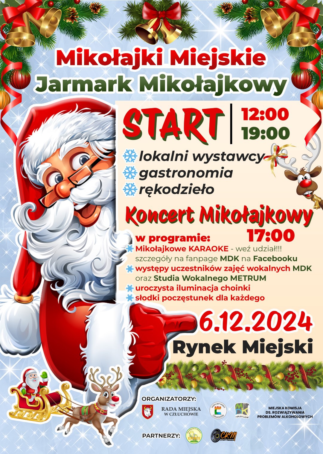 Jarmark, koncerty, iluminacja choinki i wizyta św. Mikołaja. Dziś (6.12.) w Człuchowie Mikołajki Miejskie