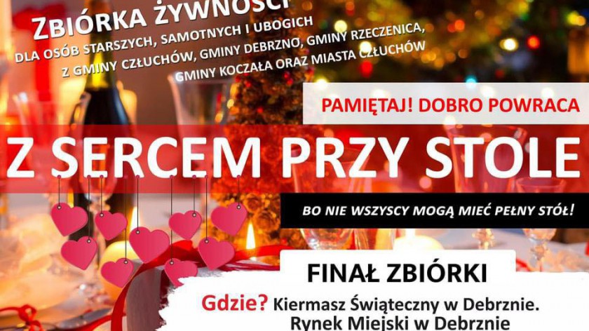 Z Sercem Przy Stole. W niedzielę 15.12. finał przedświątecznej zbiórki żywności w pięciu gminach powiatu człuchowskiego