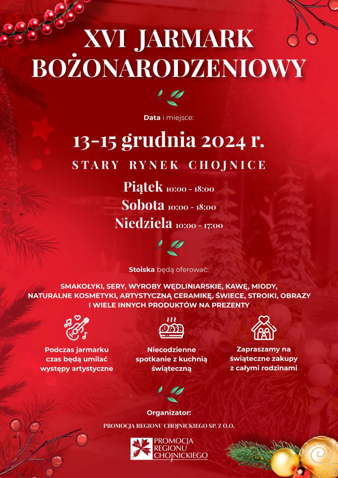 Jutro (13.12.) w Chojnicach rusza trzydniowy Jarmark Bożonarodzeniowy