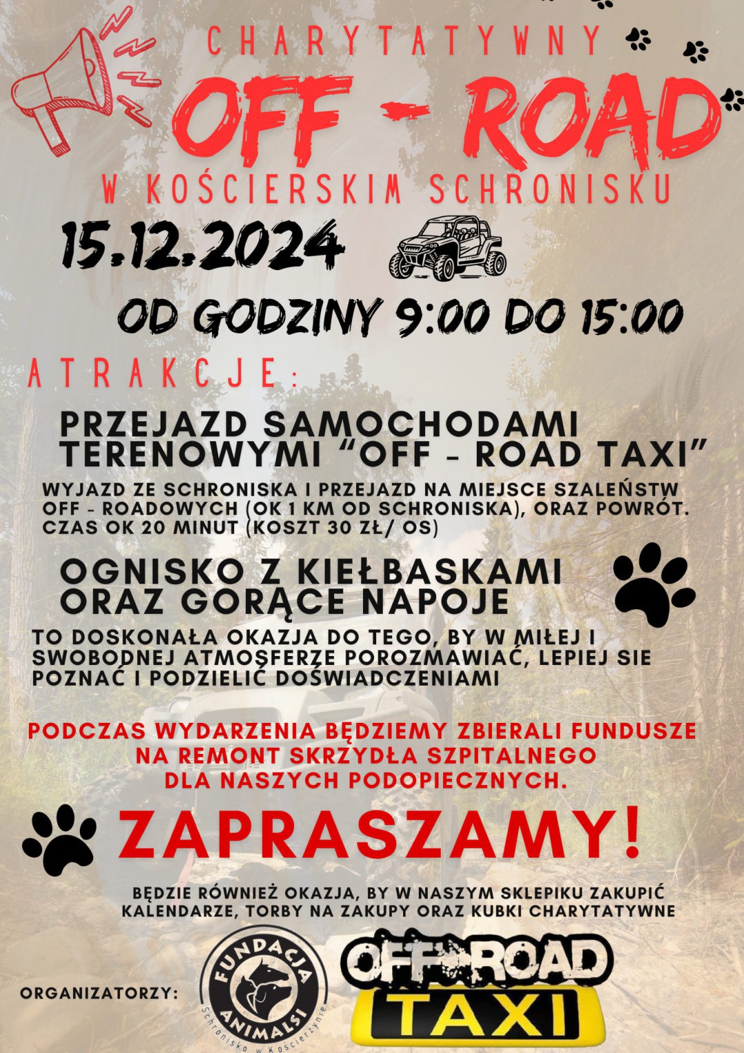 W niedzielę (15.12), w kościerskim schronisku dla zwierząt odbędzie się charytatywny off - road