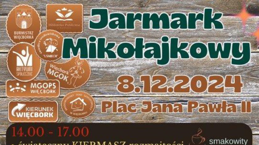 Dzisiaj 08.12 w centrum Więcborka odbędzie się Jarmark Mikołajkowy