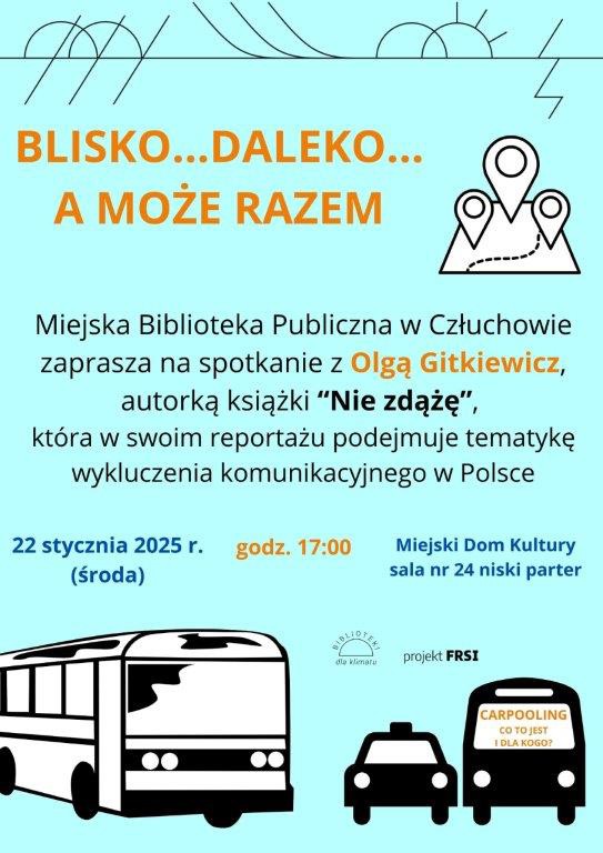 Czym jest samochodoza i jak promować carpooling? Tego dowiecie się podczas jutrzejszego (22.01.) spotkania w bibliotece w Człuchowie