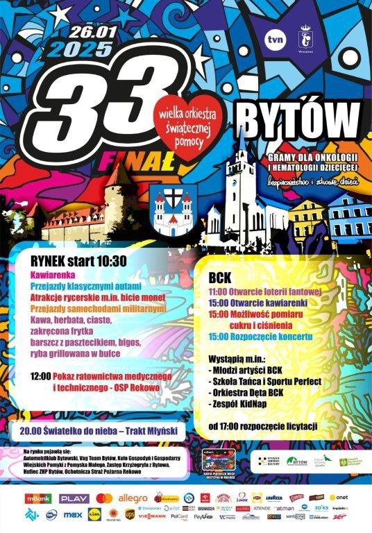 Przejazdy zabytkowymi samochodami, rycerskie bicie monet, pokazy, koncerty i wiele więcej. Finał WOŚP w Bytowie
