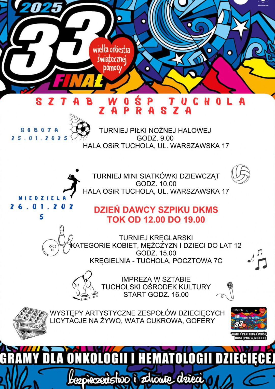 Wielka Orkiestra Świątecznej Pomocy w Tucholi - na sportowo i ze sztabem w Tucholskim Ośrodku Kultury