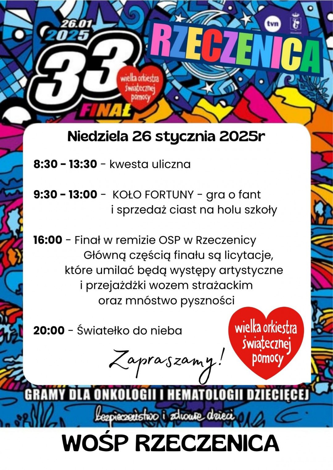 Wielka Orkiestra Świątecznej Pomocy będzie grała głośno w całym powiecie człuchowskim. Moc atrakcji na 33. finał