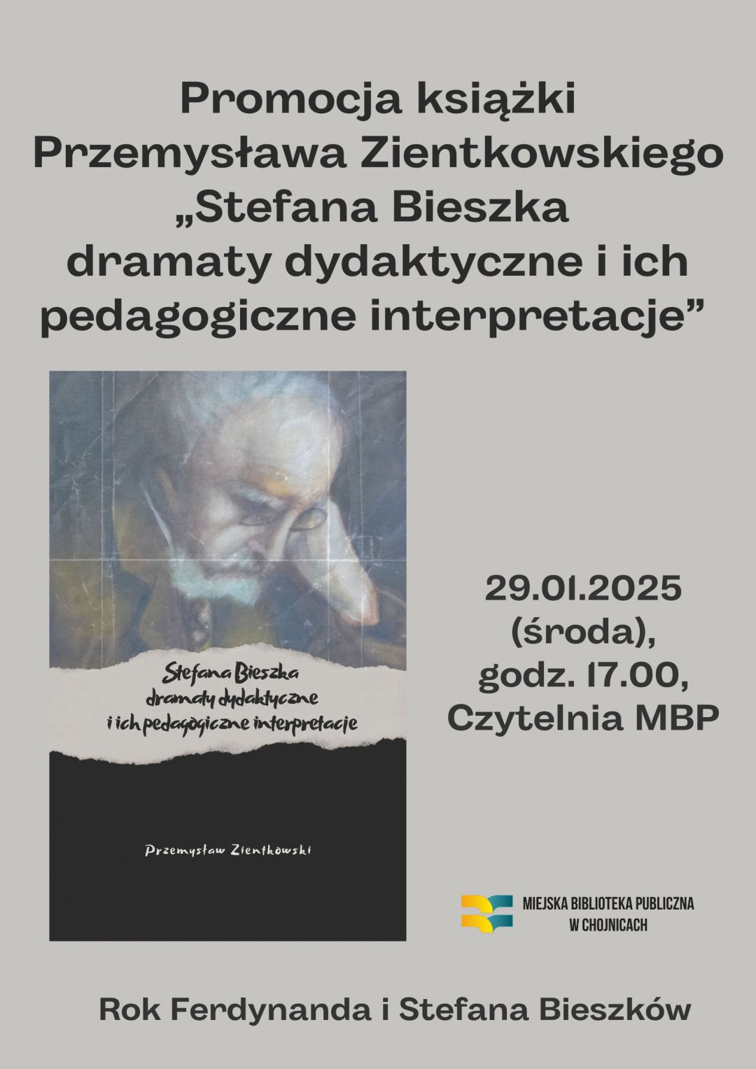 Jutro (29.01) w Chojnicach promocja książki pt. "Stefana Bieszka dramaty dydaktyczne i ich pedagogiczne interpretacje"