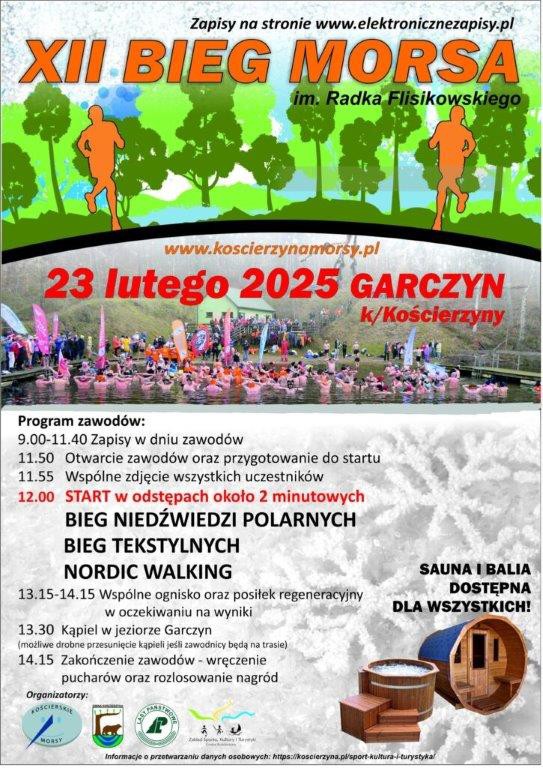 W Garczynie koło Kościerzyny jutro (23.02) XII Bieg Morsa. To największa impreza biegowa w powiecie