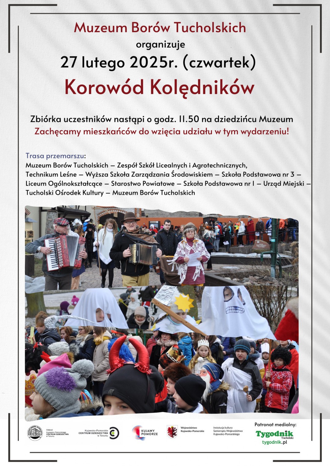 Kolędnicy na ulicach Tucholi. Korow&oacute;d wyruszy dziś (27.02) w południe