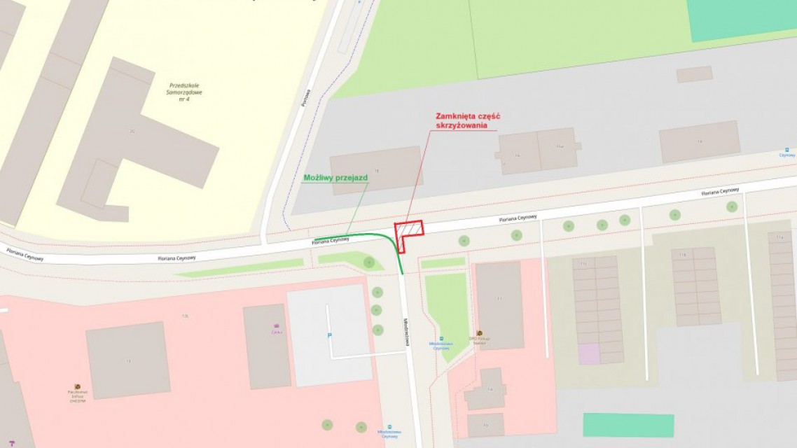Od poniedziałku (10.03.) zmiana organizacji ruchu na skrzyżowaniu ulic Ceynowy i Młodzieżowej w Chojnicach