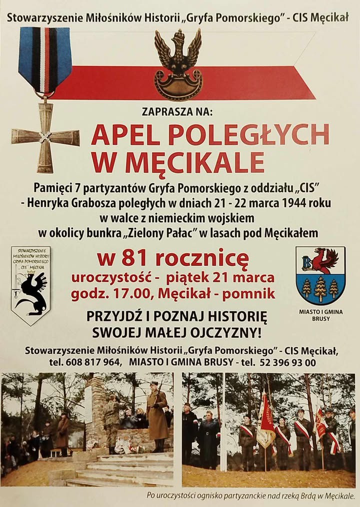 W Męcikale odbędą się uroczystości patriotyczne w 81. rocznicę niemieckiej obławy na partyzant&oacute;w Gryfa Pomorskiego