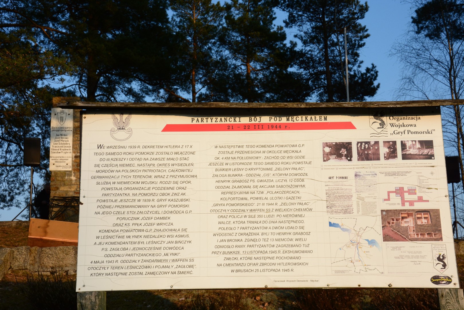 Oddano hołd poległym partyzantom z oddziału Gryfa Pomorskiego "Cis" Męcikał. Minęło 81 lat od walki w obronie bunkra "Zielony Pałac"