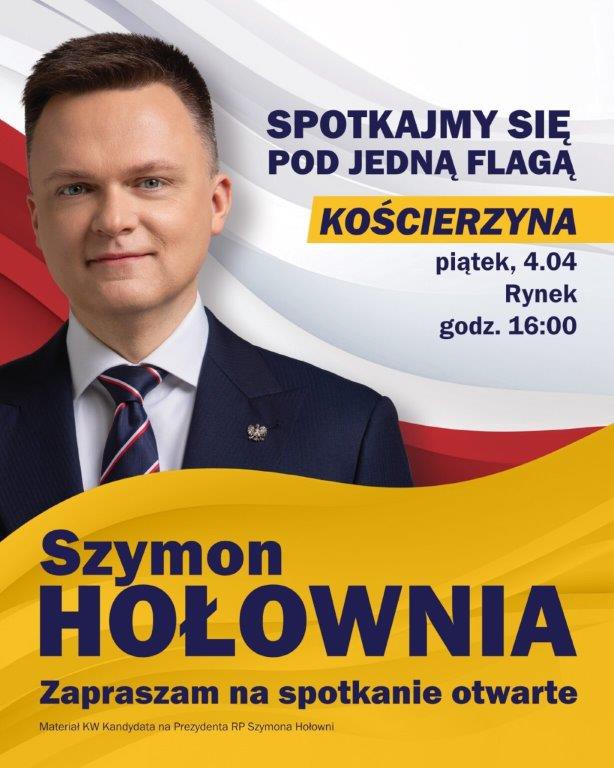 Kolejny kandydat na prezydenta RP odwiedzi Kościerzynę. Jutro (4.04.) spotkanie z Szymonem Hołownią