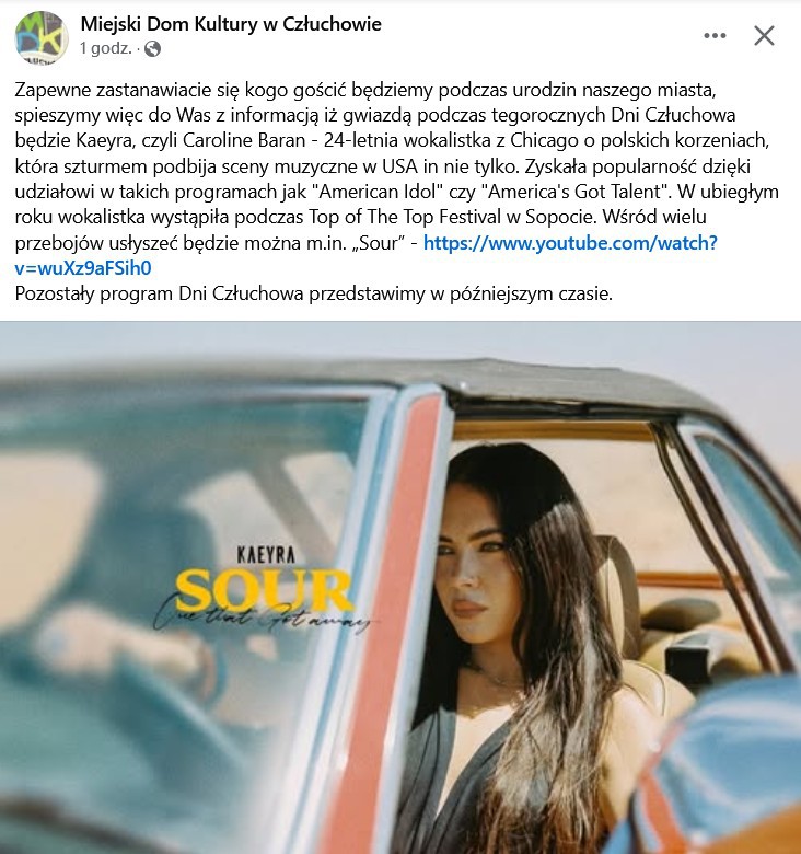 Kaeyra będzie gwiazdą tegorocznych Dni Człuchowa. "To będzie dobry koncert, zar&oacute;wno jakościowy, jak i widowiskowy"