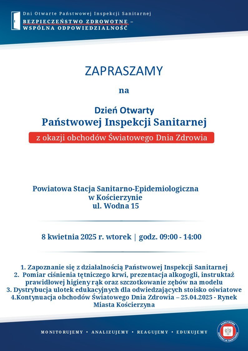Powiatowa Stacja Sanitarno-Epidemiologiczna w Kościerzynie organizuje dzień otwarty