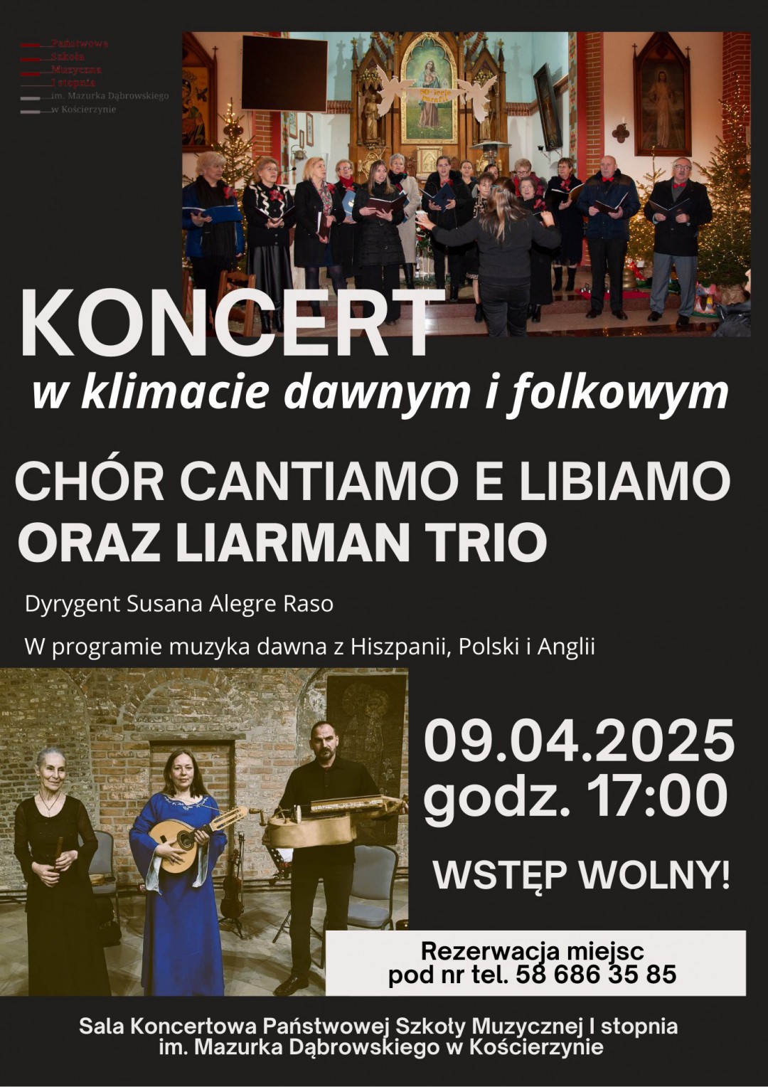 Państwowa Szkoła Muzyczna w Kościerzynie zaprasza na koncert w klimacie dawnym i folkowym