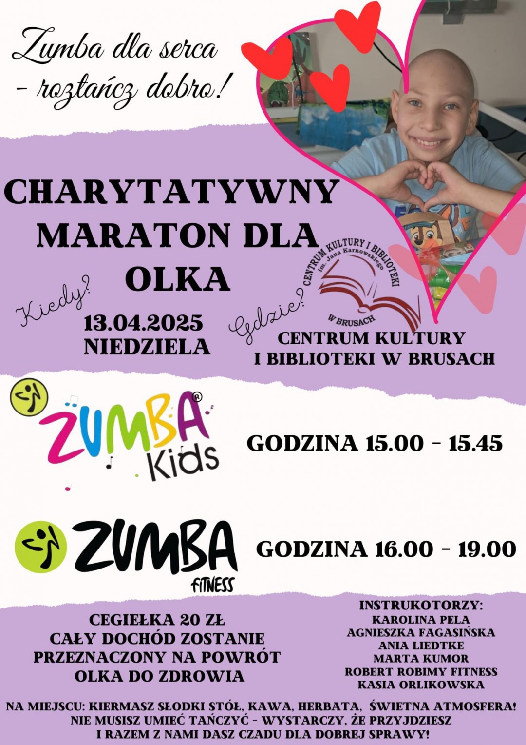 W niedzielę (13.04.) charytatywny maraton zumby dla Olka z gminy Brusy. Chłopiec ma rzadką chorobę genetyczną oraz białaczkę szpikową