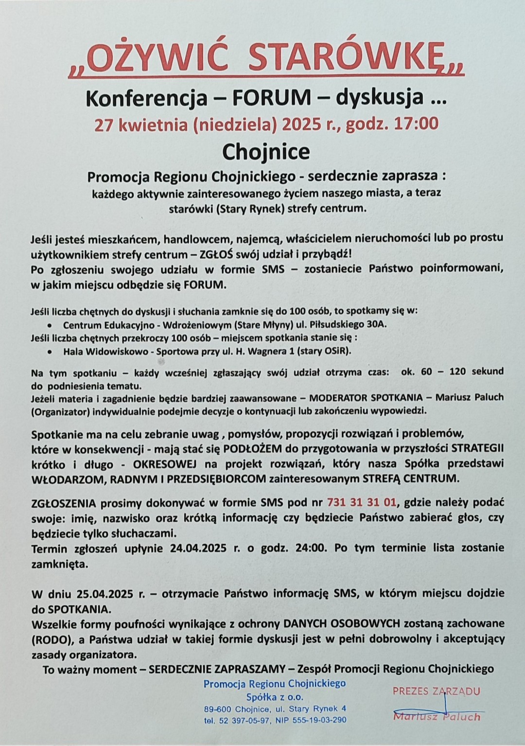 W Chojnicach odbędzie się dyskusja na temat ożywienia tutejszej star&oacute;wki. "Chcę zapytać społeczność"