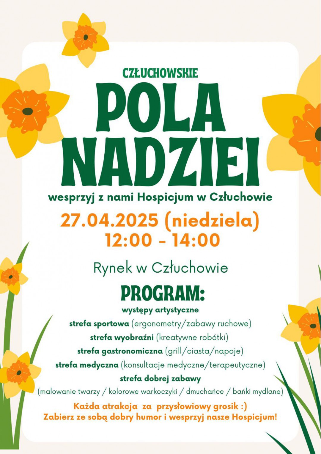 W niedzielę (27.04.) Człuchowskie Pola Nadziei. Ze względu na żałobę narodową imprezę przełożono o jeden dzień
