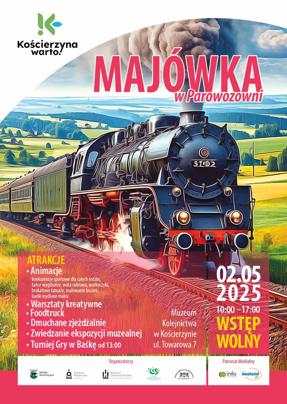 Maj&oacute;wka w Parowozowni w Kościerzynie. Będą przejażdżki drezyną i koleją lilipucią oraz wiele innych atrakcji