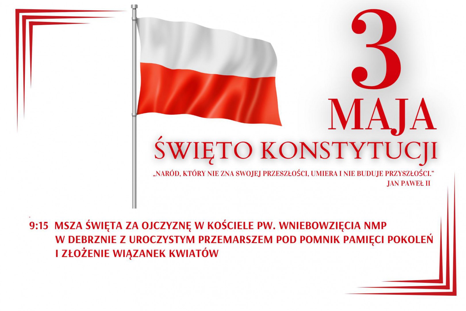 Będą plenerowe imprezy dla całych rodzin i oficjalne uroczystości. Człuch&oacute;w i cały powiat szykują się na maj&oacute;wkę
