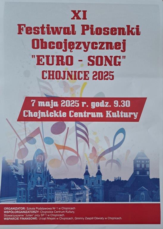 Festiwal Piosenki Obcojęzycznej "EURO-SONG" dziś (7.05) w Chojnicach