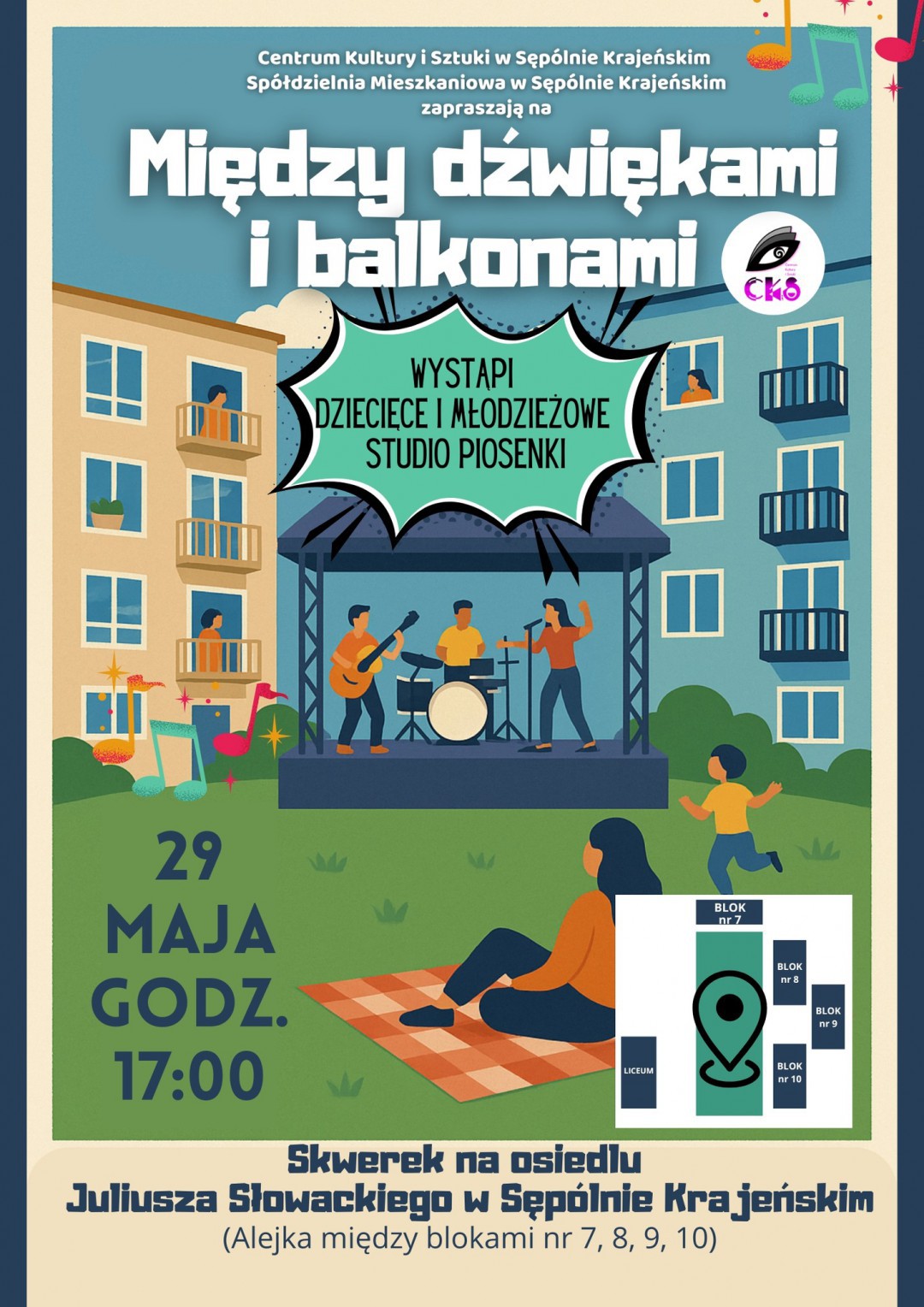 Centrum Kultury i Sztuki w Sęp&oacute;lnie Krajeńskim zaprasza dziś (29.05) na plenerowy koncert między balkonami