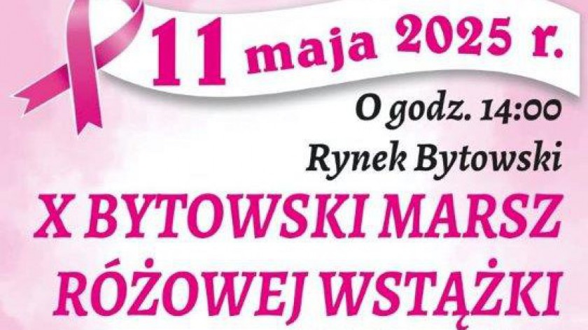 Bytowskie Amazonki organizują jutro 11.05. 10. Marsz Różowej Wstążeczki