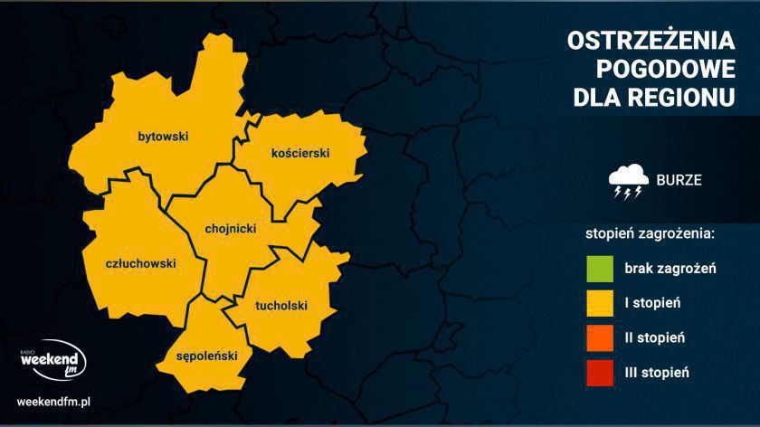 IMGW ostrzega przed burzami. Może też silnie padać, a lokalnie spaść grad