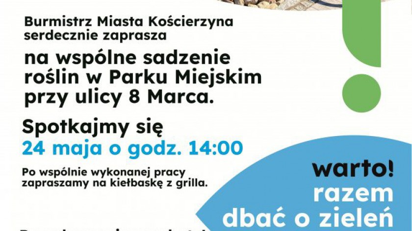 Urzędnicy i mieszkańcy Kościerzyny będą jutro 24.05 wspólnie sadzić rośliny w parku miejskim