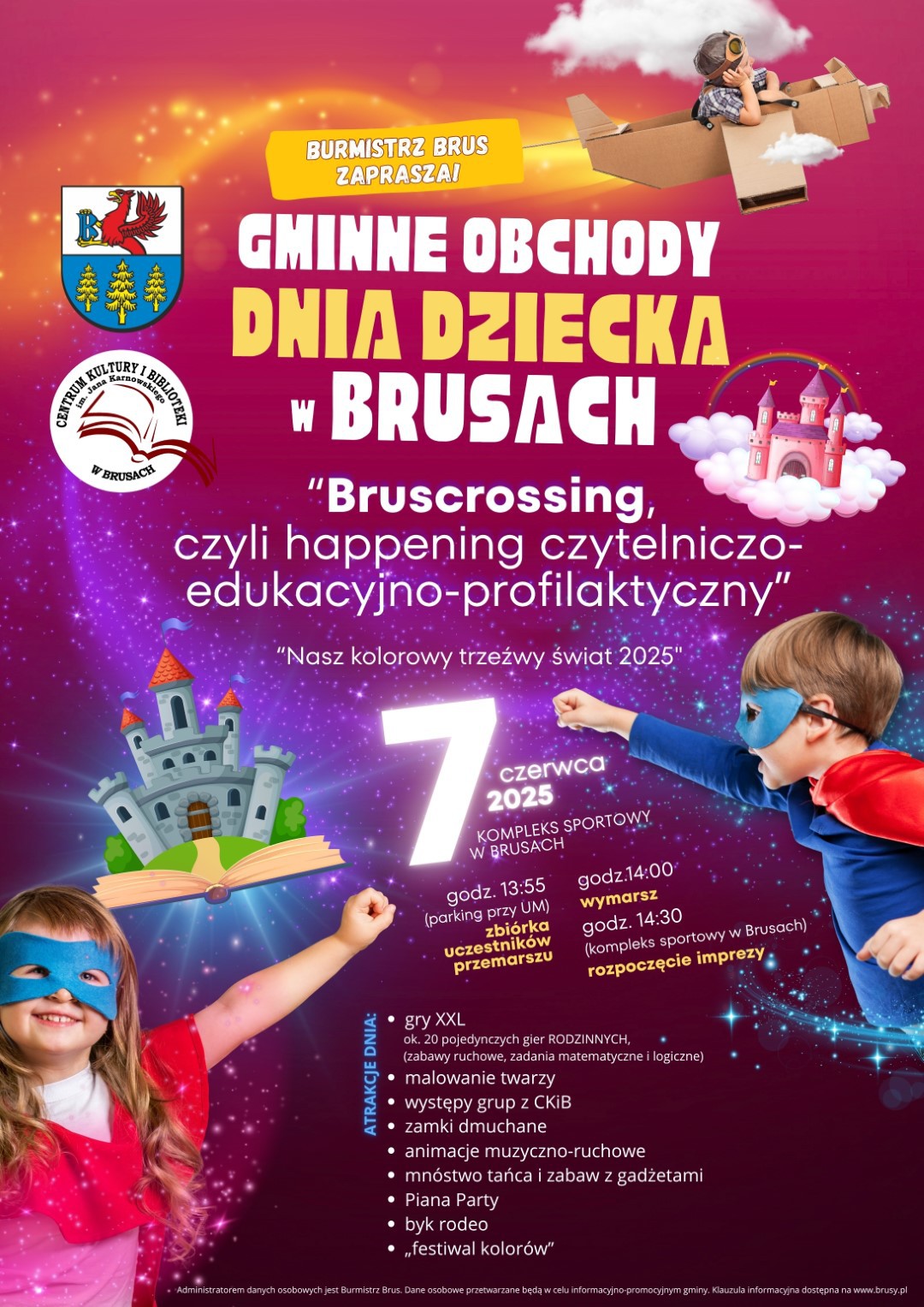 W sobotę (7.06.) gminne obchody Dnia Dziecka w Brusach. Imprezę rozpocznie barwny przemarsz bruscrossing&acute;owy
