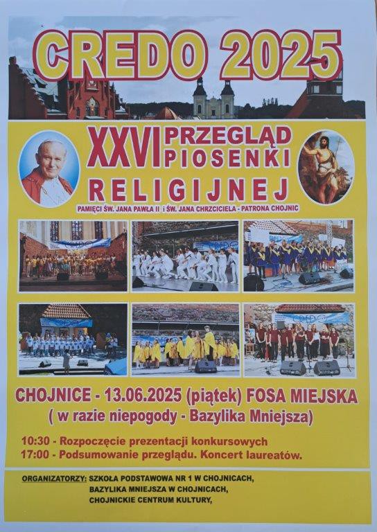 W Chojnicach odbędzie się jutro (13.06.) 26. Przegląd Piosenki Religijnej Credo