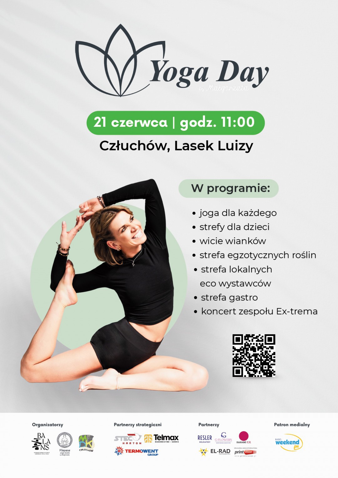 Jutro (21.06) w Człuchowie odbędzie się Yoga Day by Małgorzata. To już czwarta edycja imprezy Lasku Luizy