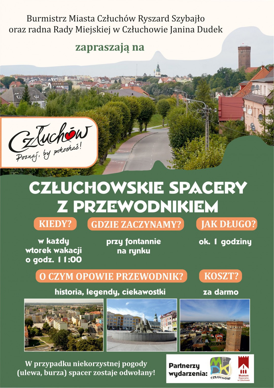 Rusza cykl spacer&oacute;w po Człuchowie. W każdy wakacyjny wtorek chętnych po mieście będą oprowadzali przewodnicy