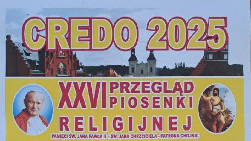 W Chojnicach odbędzie się jutro 13.06. 26. Przegląd Piosenki Religijnej Credo
