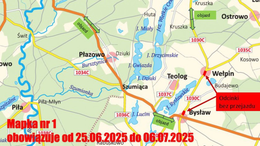 Od 25 czerwca utrudnienia na drodze Bysław-Wełpin. Odcinek będzie zamknięty z powodu prac remontowych