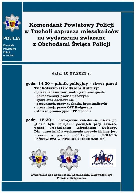 W czwartek 10 lipca odbędą się powiatowe obchody Święta Policji w Tucholi. Zaplanowano m.in. piknik