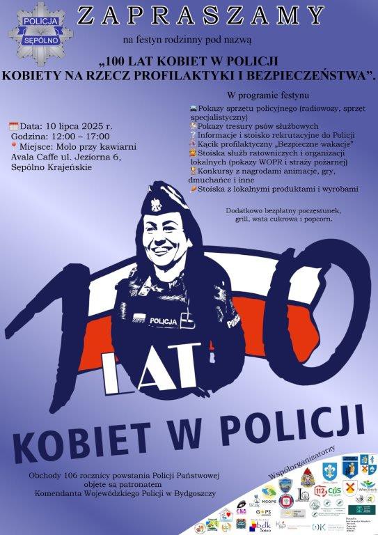 Komenda Powiatowa Policji w Sęp&oacute;lnie Krajeńskim zaprasza na piknik z okazji 100-lecia służby kobiet w policji