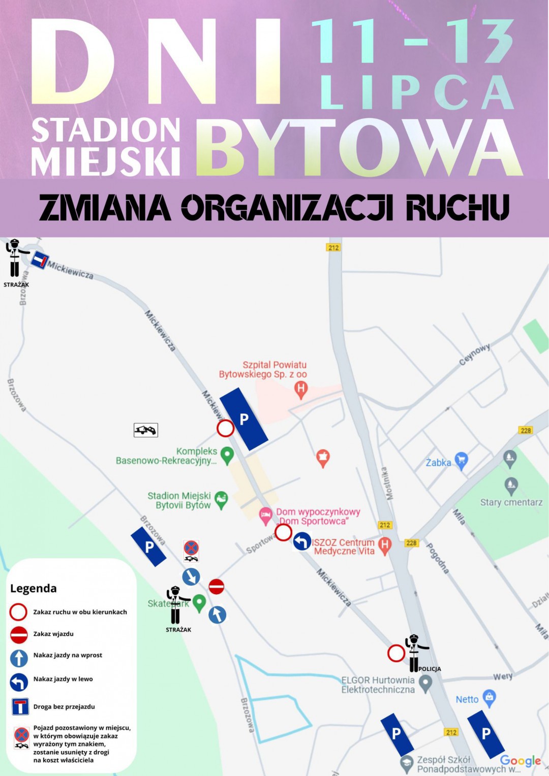 Od piątku 11 lipca do niedzieli 13 lipca planowane są zmiany w organizacji ruchu w Bytowie