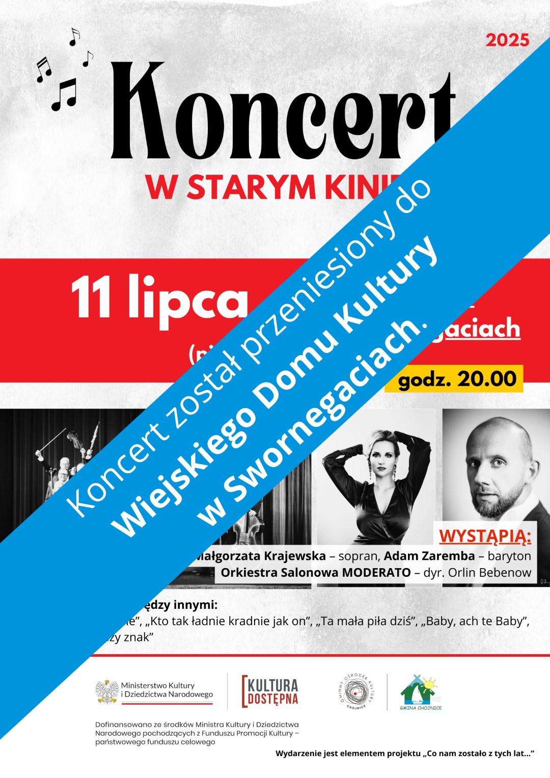 Muzyczna gratka w Swornegaciach i Charzykowach przeniesiona. GOK zaprosił śpiewak&oacute;w operowych i orkiestrę (AKTUALIZACJA)