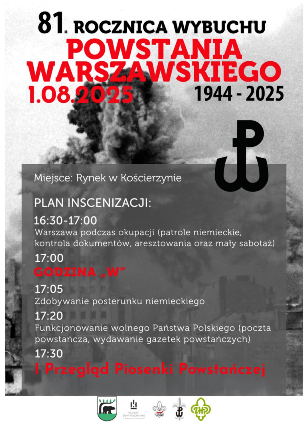 Dzisiaj (01.08) na rynku w Kościerzynie obchody 81 rocznicy wybuchu Powstania Warszawskiego
